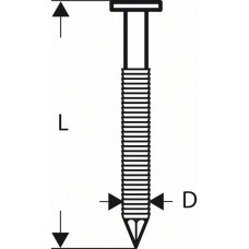 Гвозди с круглой головкой SN21RK 60RG 2,8 мм, 60 мм, оцинк., рифл. Bosch 2608200036