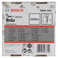 Штифт с потайной головкой SK64 25G 1,6 мм, 25 мм, оцинк. Bosch 2608200500