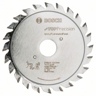 Диск для прорезания Top Precision Laminated Panel 120x22x2,8-3,6 мм, 12+12 Bosch 2608642130