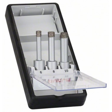 Набор из 3 алмазных сверл Robust Line Easy Dry Best for Ceramic для сухого сверления 6; 8; 10 мм Bosch 2608587145