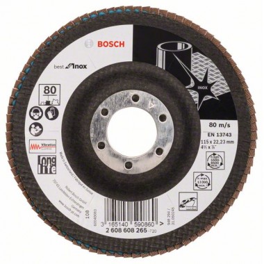 Лепестковый шлифкруг X581 Best for Inox 115x22,23 мм, 80 Bosch 2608608265