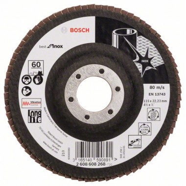 Лепестковый шлифкруг X581 Best for Inox 115x22,23 мм, 60 Bosch 2608608268