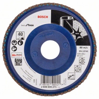 Лепестковый шлифкруг X581 Best for Inox 115x22,23 мм, 40 Bosch 2608608271