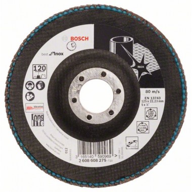 Лепестковый шлифкруг X581 Best for Inox 125x22,23 мм, 120 Bosch 2608608275