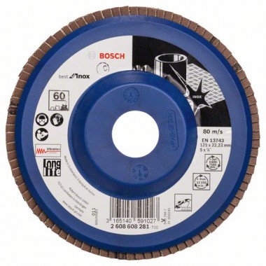 Лепестковый шлифкруг X581 Best for Inox 125x22,23 мм, 60 Bosch 2608608281
