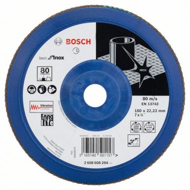 Лепестковый шлифкруг X581 Best for Inox 180x22,23 мм, 80 Bosch 2608608294