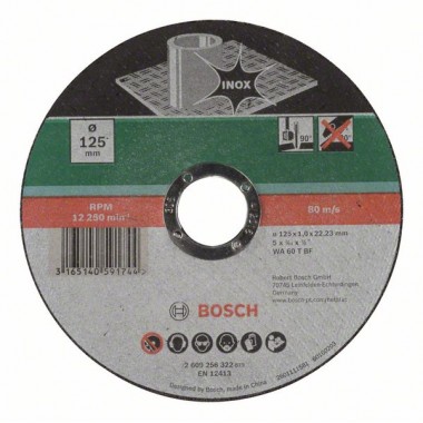Отрезной круг прямой по нержавеющей стали WA 60 T BF Bosch 2609256322