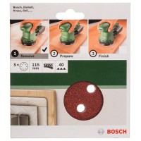 Набор из 5 шлифлистов для эксцентриковых шлифмашин 115, 40 Bosch 2609256A15