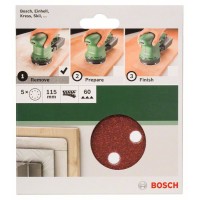 Набор из 5 шлифлистов для эксцентриковых шлифмашин 115, 60 Bosch 2609256A16