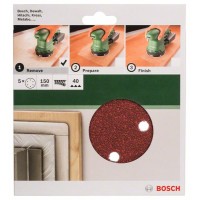 Набор из 5 шлифлистов для эксцентриковых шлифмашин 150, 40 Bosch 2609256A29