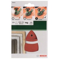 Набор из 10 шлифлистов для мультишлифмашин 102x62,93, 240 Bosch 2609256A66