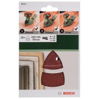 Набор из 10 шлифлистов для мультишлифмашин 102x62,93, 4x40; 4x120; 2x180 Bosch 2609256A67