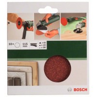 Набор из 10 шлифлистов для угловых шлифмашин 115, 4x60; 4x120; 2x180 Bosch 2609256B41