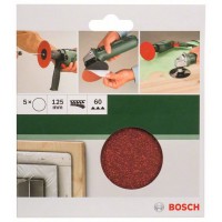 Набор из 5 шлифлистов для угловых шлифмашин и дрели 125, 60 Bosch 2609256B43