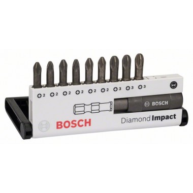 Набор из 10 насадок-бит Diamond Impact (смешанный) Diamond Impact 25 мм, PZ Bosch 2608522065