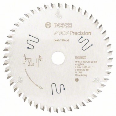 Пильный диск Top Precision Best for Wood 165x20x1,8 мм, 48 Bosch 2608642384