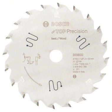 Пильный диск Top Precision Best for Wood 165x20x1,8 мм, 20 Bosch 2608642385