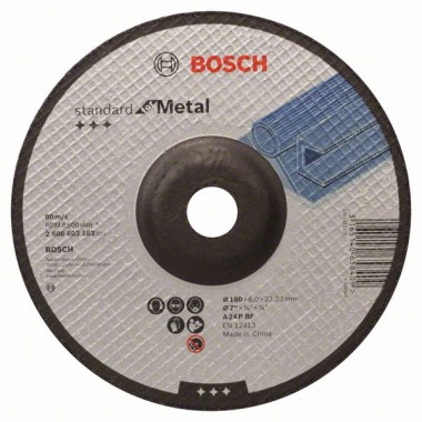 Обдирочный круг выпуклый Standard for Metal A 24 P BF 180x22,23x6,0 мм Bosch 2608603183