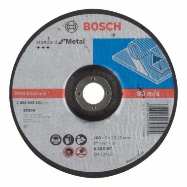 Отрезной круг выпуклый Standard for Metal A 30 S BF 180x22,23x3,0 мм Bosch 2608603161