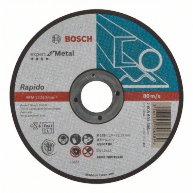 Отрезной круг прямой Expert for Metal, Rapido AS 60 T BF 125x1,0 мм Bosch 2608603396