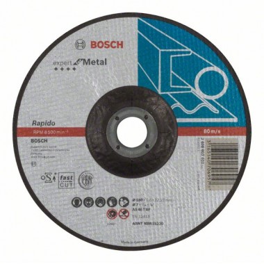 Отрезной круг выпуклый Expert for Metal, Rapido AS 46 T BF 180x1,6 мм Bosch 2608603403