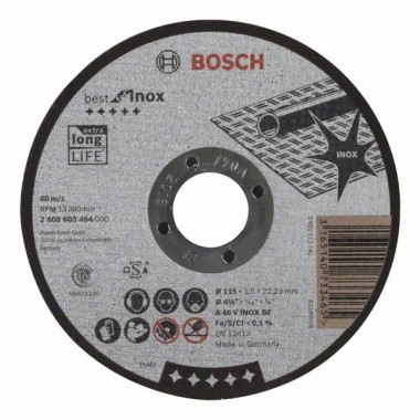 Отрезной круг прямой Best for Inox A 46 V INOX BF 115x1,5 мм Bosch 2608603494
