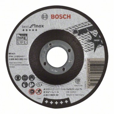 Отрезной круг выпуклый Best for Inox A 46 V INOX BF 115x1,5 мм Bosch 2608603495
