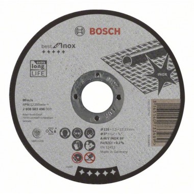 Отрезной круг прямой Best for Inox A 46 V INOX BF 125x1,5 мм Bosch 2608603496