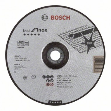 Отрезной круг выпуклый Best for Inox, Rapido A 46 V INOX BF 230x1,9 мм Bosch 2608603501