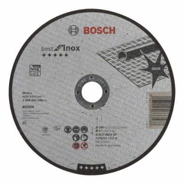 Отрезной круг прямой Best for Inox A 30 V INOX BF 180x2,5 мм Bosch 2608603506