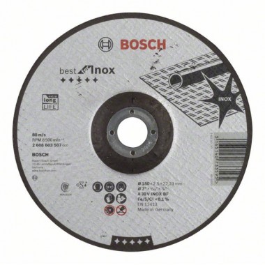 Отрезной круг выпуклый Best for Inox A 30 V INOX BF 180x2,5 мм Bosch 2608603507