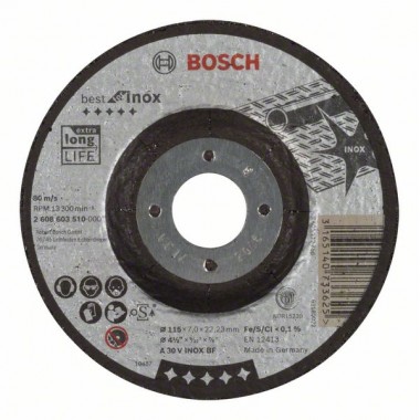 Обдирочный круг выпуклый Best for Inox A 30 V INOX BF 115x7,0 мм Bosch 2608603510