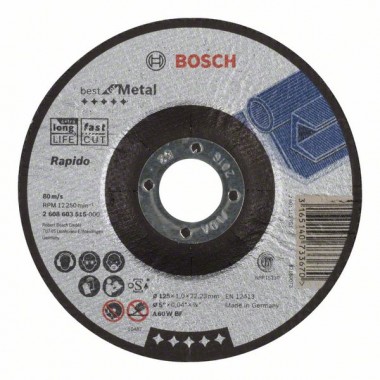 Отрезной круг выпуклый Best for Metal, Rapido A 60 W BF 125x1,0 мм Bosch 2608603515