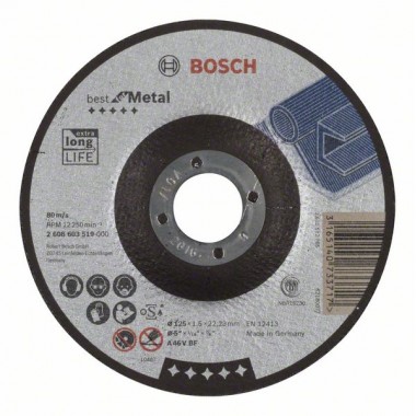 Отрезной круг выпуклый Best for Metal A 46 V BF 125x1,5 мм Bosch 2608603519