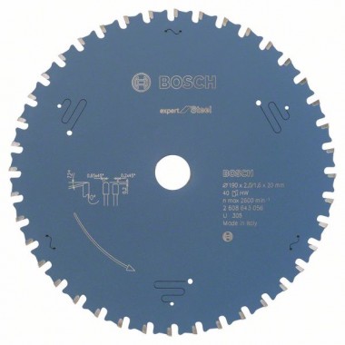 Пильный диск Expert for Steel 190x20x2,0 мм, 40 Bosch 2608643056