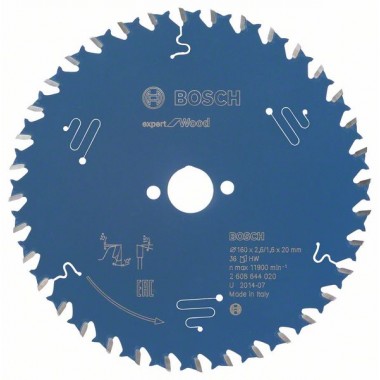 Пильный диск Expert for Wood 160x20x2,6 мм, 36 Bosch 2608644020