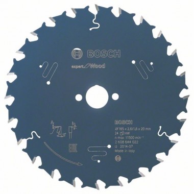 Пильный диск Expert for Wood 165x20x2,6 мм, 24 Bosch 2608644022