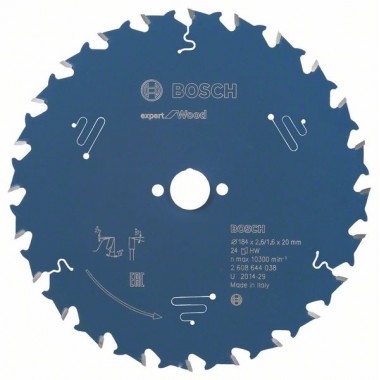 Пильный диск Expert for Wood 184x20x2,6 мм, 24 Bosch 2608644038