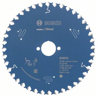 Пильный диск Expert for Wood 190x30x2,6 мм, 40 Bosch 2608644048