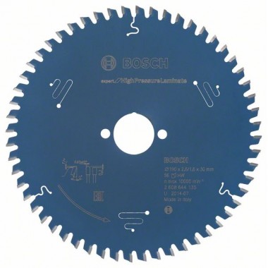 Пильный диск Expert for High Pressure Laminate 190x30x2,6 мм, 56 Bosch 2608644135