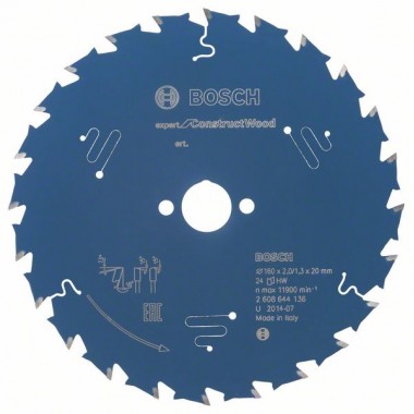 Пильный диск Expert for Construct Wood 160x20x2,0 мм, 24 Bosch 2608644136