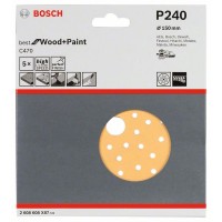 Шлифлист C470, в упаковке 5шт. 150 мм, 240 Bosch 2608608X87