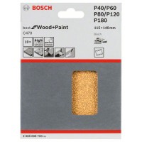 Шлифлист C470, в упаковке 10шт. 115x140 мм, 2x40; 2x60; 2x80; 2x120; 2x180 Bosch 2608608Y00