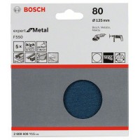 Шлифлист F550, в упаковке 5шт. 125 мм, 80 Bosch 2608608Y15