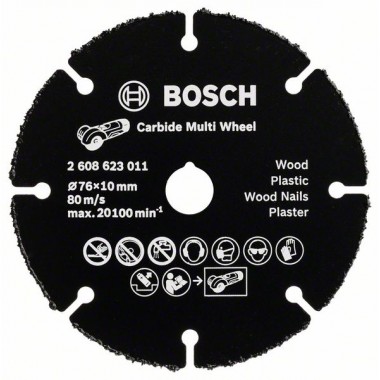 Твердосплавный отрезной круг Multi Wheel 76 мм; 1 мм; 10 мм Bosch 2608623011