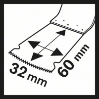 Погружное пильное полотно BIM PAIZ 32 APB Wood and Metal 60x32 мм Bosch 2609256D54
